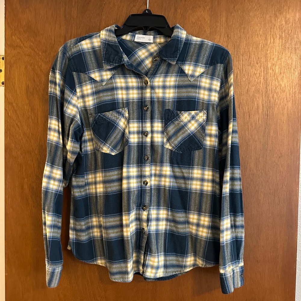 Maurices Blue and Yellow Checkered Shirt